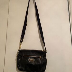 Coach Vintage Black Leather Poppy Collection Crossbody Bag